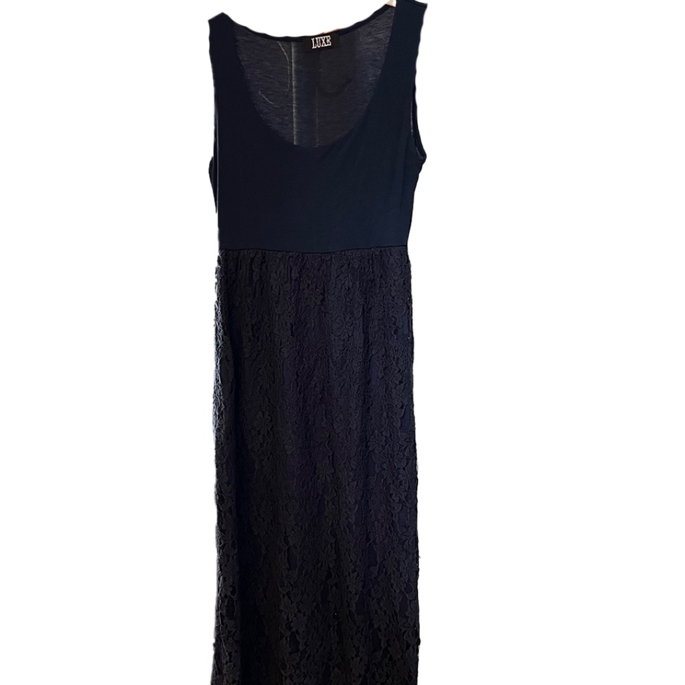 Luxe Brand Navy Lace Bottomed Maxi Dress Size S
